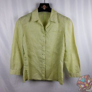 Arienti Milan Italy Light Green Linen Button Front Shirt Top Size 42 US 9 EUC